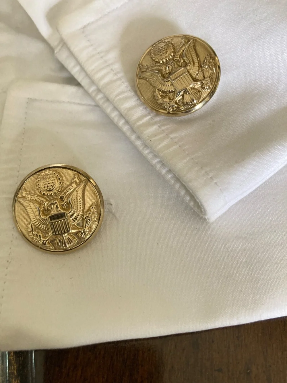 Vintage American Eagle Great Seal Gold Tone Cufflinks Oval Patriotic Formal Shir